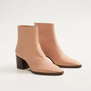 Elegant Nude Leather Ankle Boots